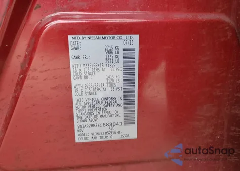 2015 Nissan Pathfinder S from USA, damaged, VIN 5N1AR2MM2FC688041